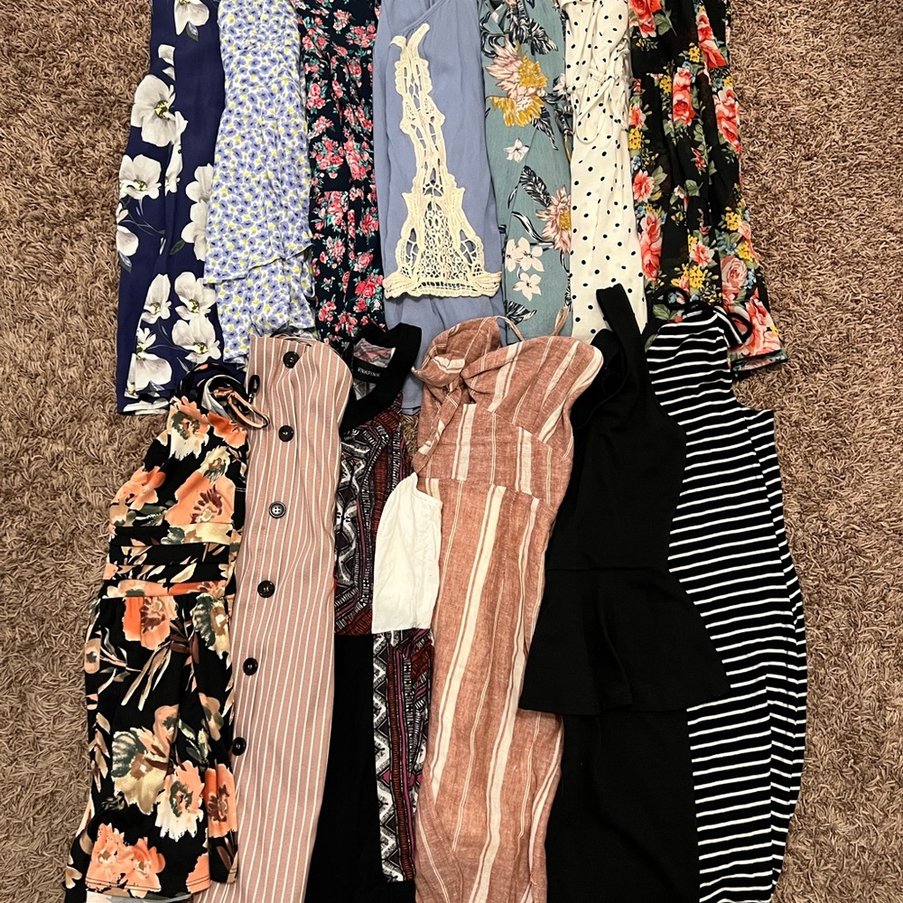 Assorted juniors dresses and rompers